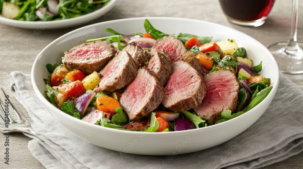 Delicious Roast Beef Salad with Fresh Vegetables Delicious Roast Beef Salad with Fresh Vegetables