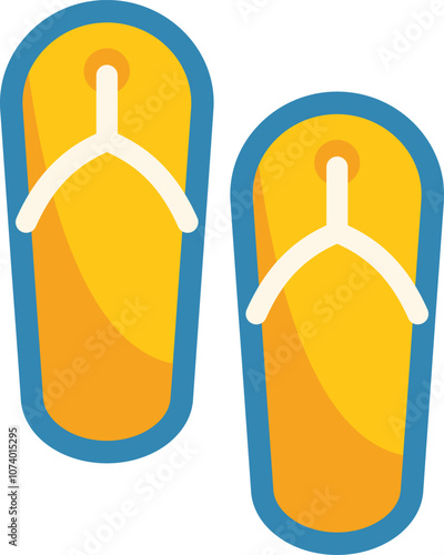 Simple vector icon of yellow flip flops, perfect for representing summer, vacation, or beachwear
