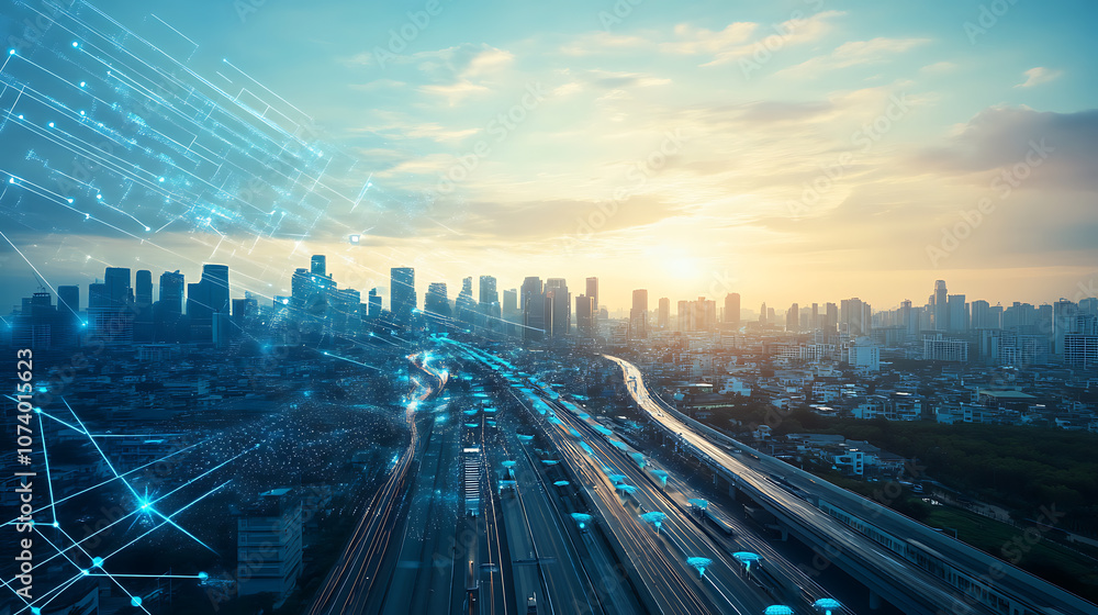 Fototapeta premium Holographic terrain model showcasing advanced GIS geodata mapping concept in a futuristic digital environment