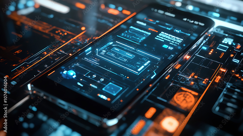 A modern smartphone showcasing advanced artificial intelligence integration, highlighting the seamless AI usage in everyday mobile functions and applications A modern smartphone showcasing advanced artificial intelligence integration, highlighting the seamless AI usage in everyday mobile functions and applications