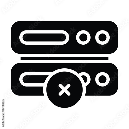 Simple Server Down glyph icon. The icon can be used for websites, print templates, presentation templates, illustrations, etc