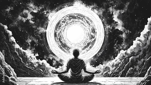 Transcendental meditation and concentration. Arcane. Illustration