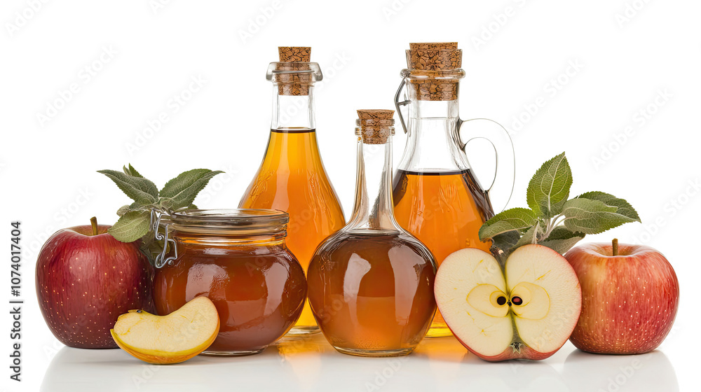 Apple Cider Vinegar Bottles and Fresh Apples Arranged for Culinary Use Generative AI Apple Cider Vinegar Bottles and Fresh Apples Arranged for Culinary Use Generative AI