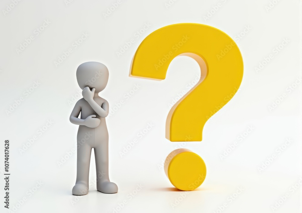 gray man 3d model thoughtful next to him question mark gray man 3d model thoughtful next to him question mark