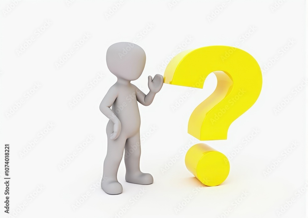 gray man 3d model thoughtful next to him question mark gray man 3d model thoughtful next to him question mark