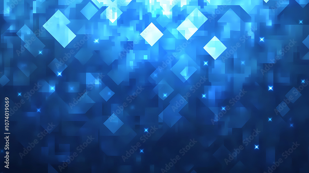 Blue starry sky background with pixel art stars and squares Simple geometric space grid pattern for game or motion graphics animation Blue starry sky background with pixel art stars and squares Simple geometric space grid pattern for game or motion graphics animation