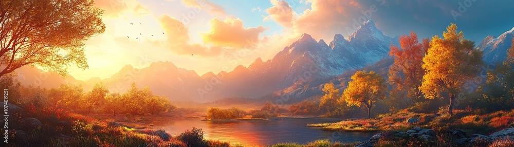 Experience the breathtaking beauty of nature as the sun sets over majestic mountains and serene lakes Experience the breathtaking beauty of nature as the sun sets over majestic mountains and serene lakes
