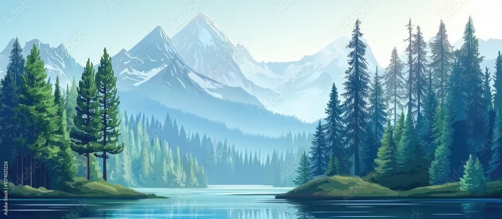 Beautiful Landscape View Of Green Summer Forest With Spruce And Pine Trees Mountain Lake River Adventure Travel Nature Background Ecosystem Ecology Healthy Environment Beautiful Landscape View Of Green Summer Forest With Spruce And Pine Trees Mountain Lake River Adventure Travel Nature Background Ecosystem Ecology Healthy Environment