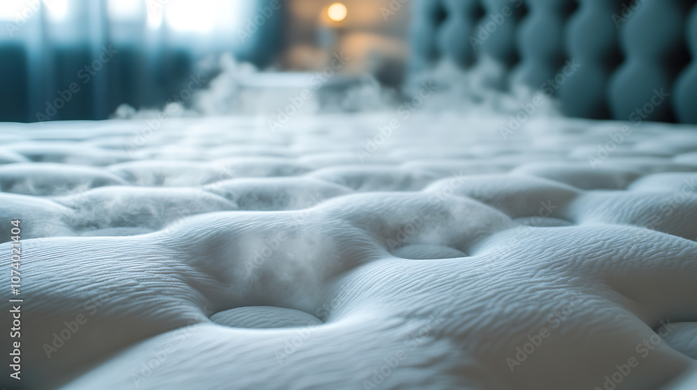 Obraz premium Effective steam cleaning disinfect mattresses, improving bedroom hygiene