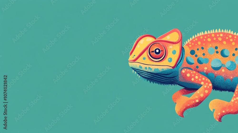 Cute Exotic Chameleon On Green Background Close Up Detailed Full Length Colorful Pet Lizard Exotic Animal Concept Cute Exotic Chameleon On Green Background Close Up Detailed Full Length Colorful Pet Lizard Exotic Animal Concept
