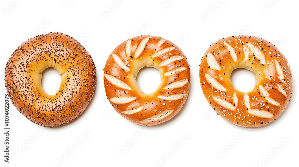 Variety of Bagels Featuring Poppy Seeds and Almond Slices Displayed Generative AI Variety of Bagels Featuring Poppy Seeds and Almond Slices Displayed Generative AI