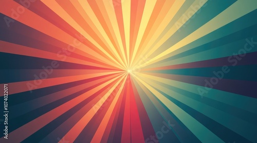 Abstract Painting With Vibrant Light Rays Creating A Star Effect In The Center Gradient Colors Emanate From The Sides Glowing Hues