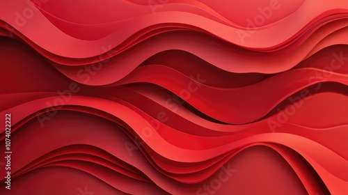 Stunning Red Abstract Background Featuring A Unique Pattern Of Flowing Smooth Shapes 3D Ribbon Design 3D Illustration