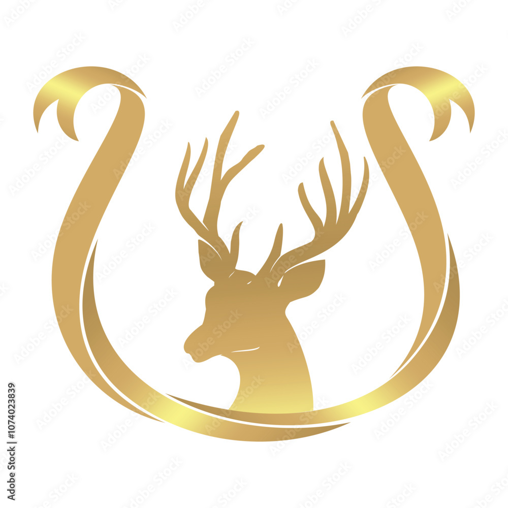 Ribbon drawn illustration of a deer Ribbon drawn illustration of a deer