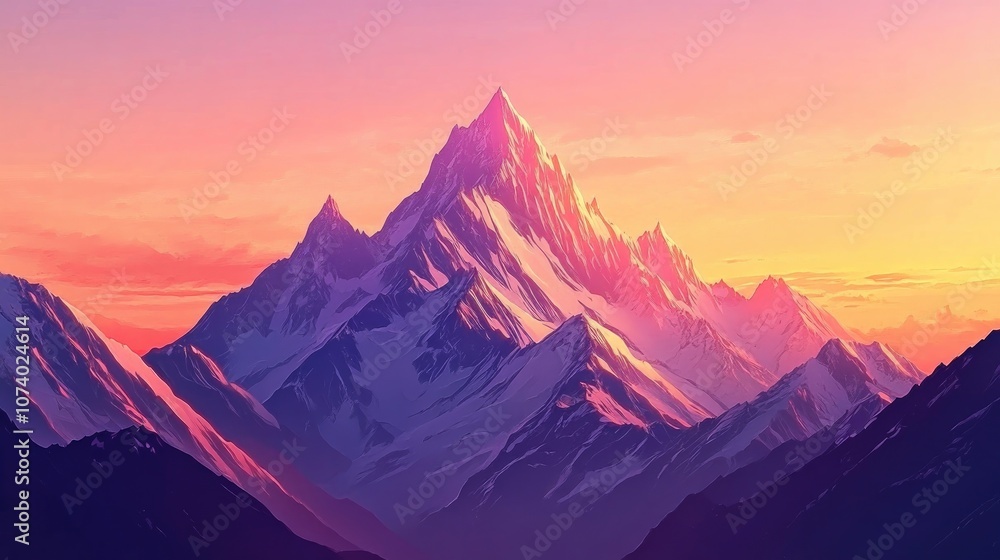 Majestic Mountain Range At Sunrise With Vibrant Colors Orange And Pink Hues In The Sky Illuminating The Rugged Peaks And Valleys Majestic Mountain Range At Sunrise With Vibrant Colors Orange And Pink Hues In The Sky Illuminating The Rugged Peaks And Valleys