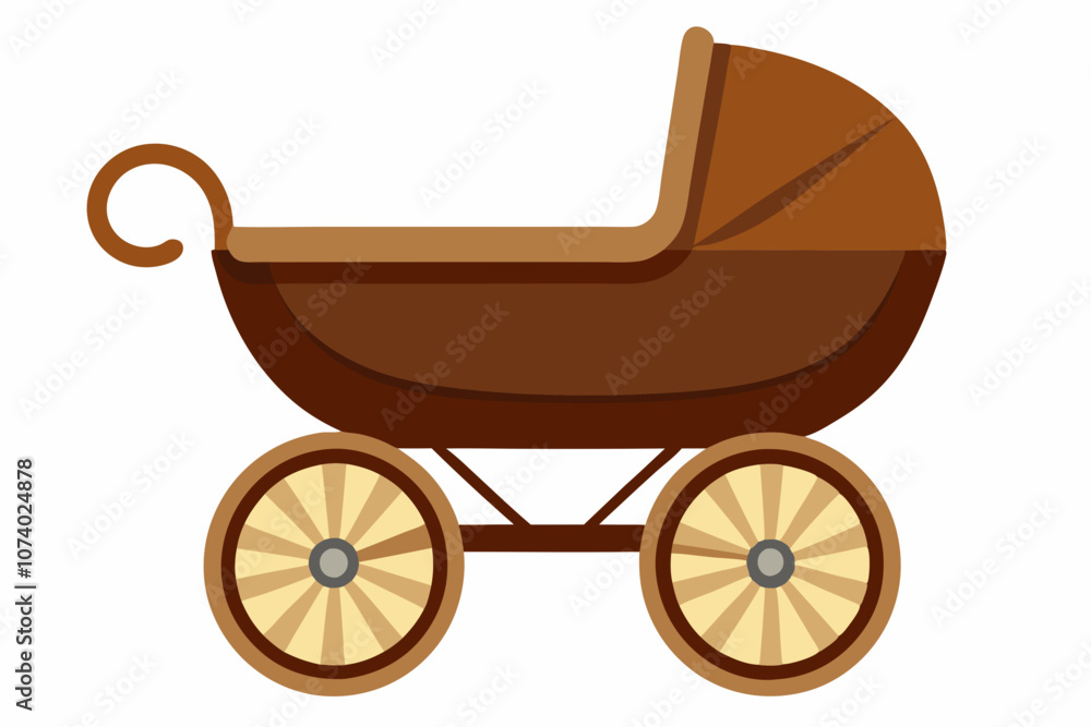 Brown baby carriage isolated on a white background Brown baby carriage isolated on a white background