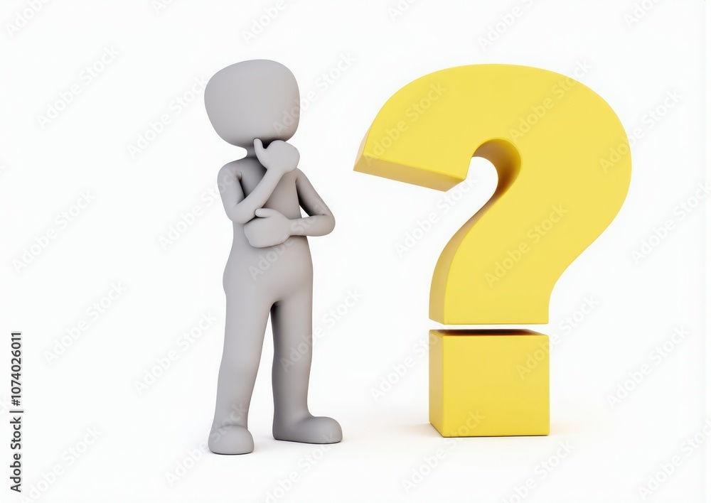 gray man 3d model thoughtful next to him question mark gray man 3d model thoughtful next to him question mark