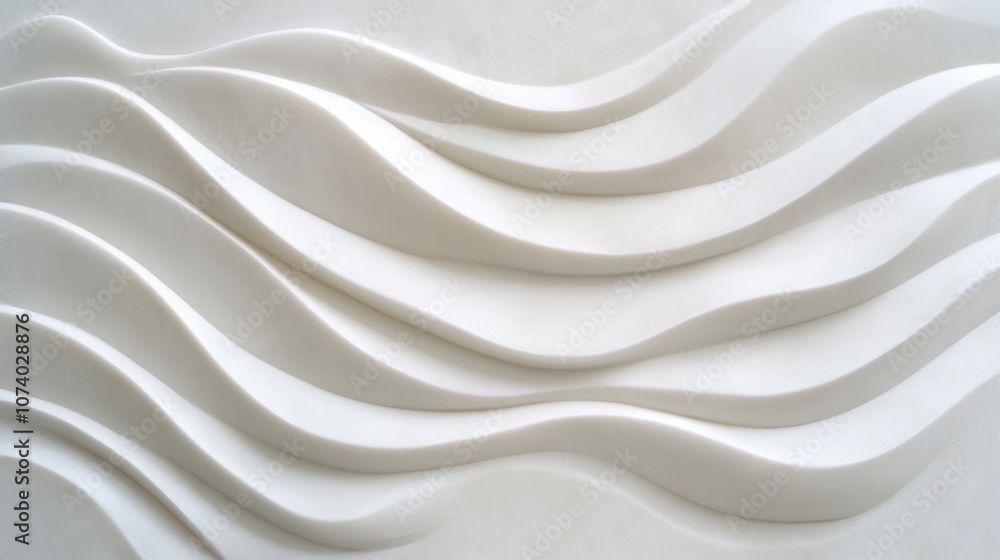 Fototapeta premium Layered wave patterns on a white background, creating depth and a peaceful, abstract appearance