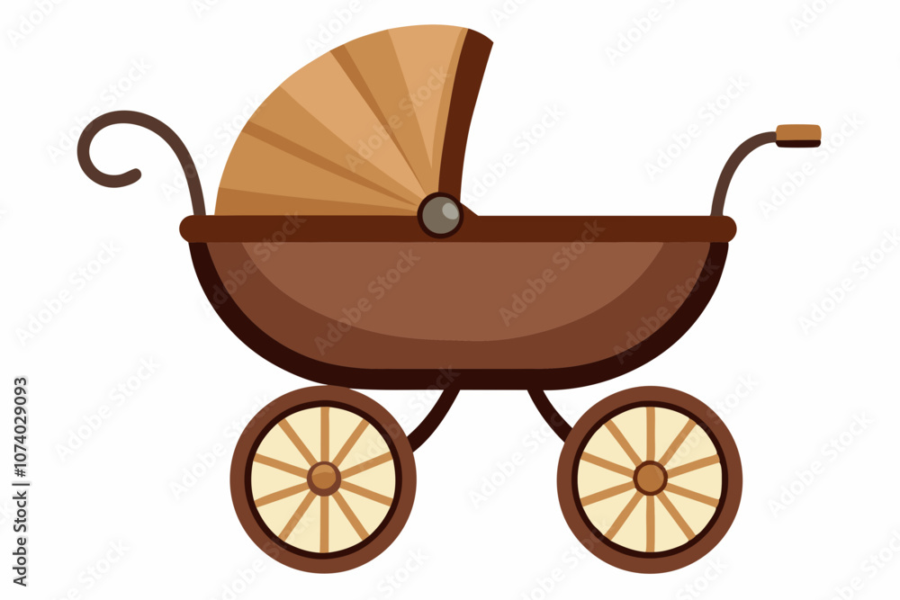Brown baby carriage isolated on a white background Brown baby carriage isolated on a white background