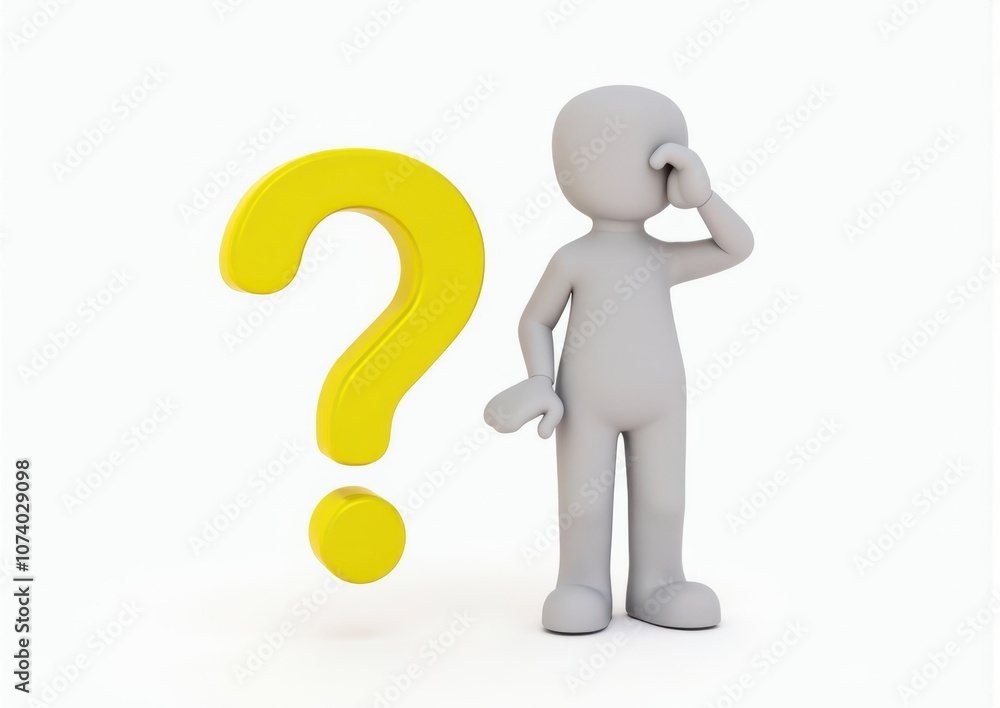 gray man 3d model thoughtful next to him question mark gray man 3d model thoughtful next to him question mark
