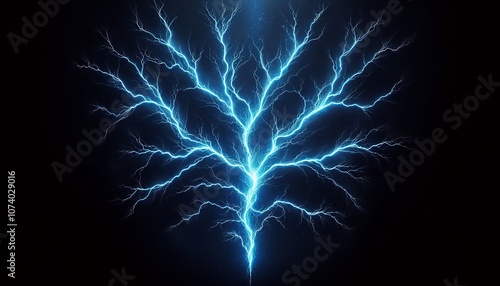 A mesmerizing electric tree branches out, illuminating the darkness.