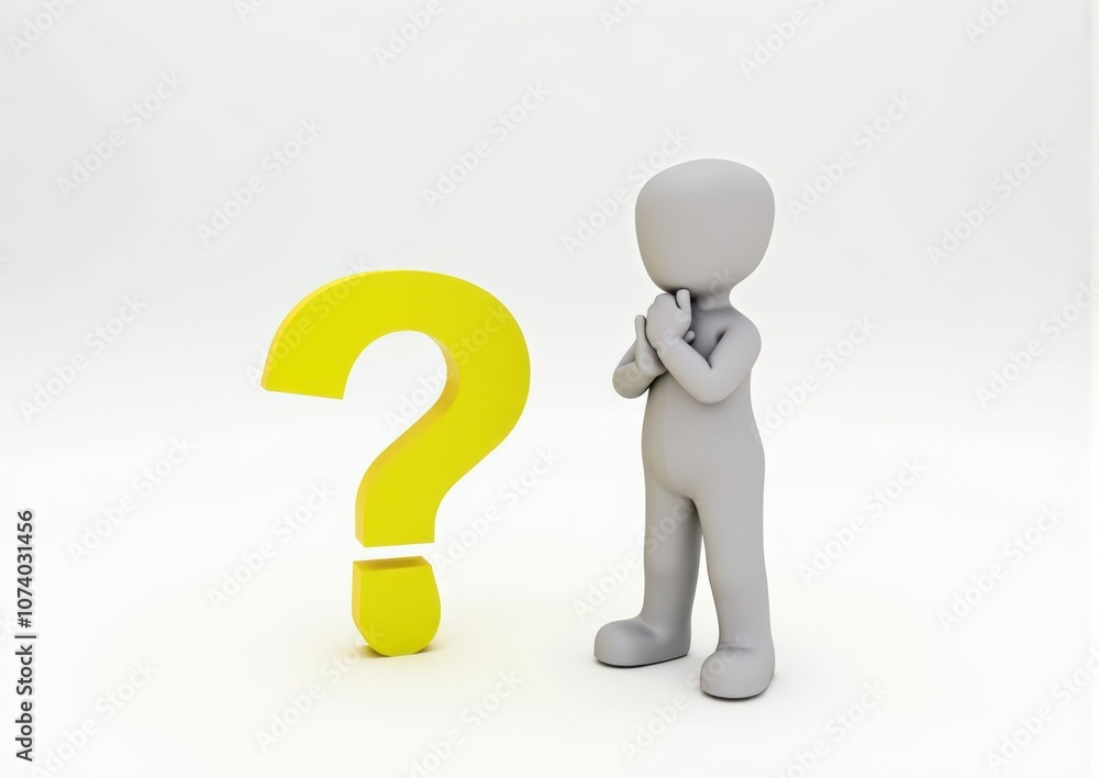 gray man 3d model thoughtful next to him question mark gray man 3d model thoughtful next to him question mark