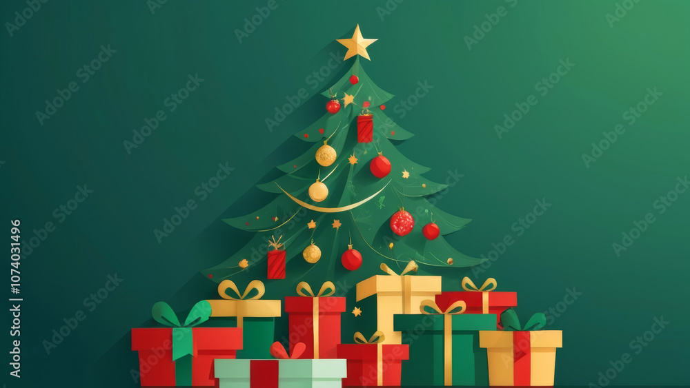 Matte Christmas background in red, green, and gold, traditional festive design Matte Christmas background in red, green, and gold, traditional festive design