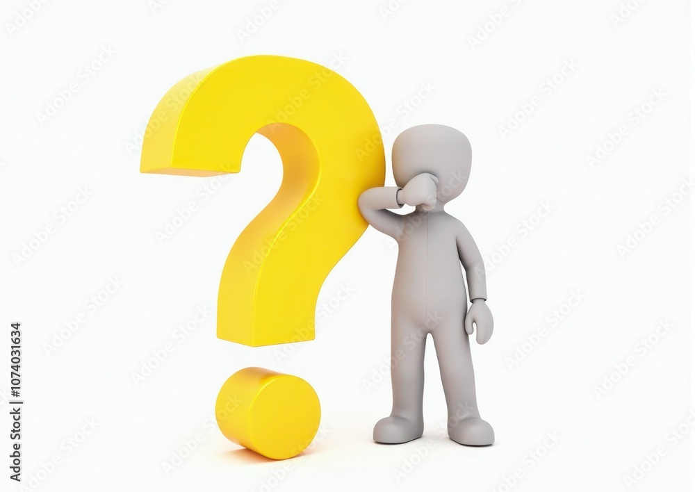 gray man 3d model thoughtful next to him question mark gray man 3d model thoughtful next to him question mark