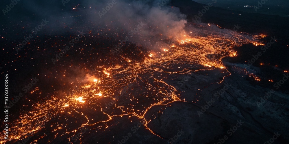 Aerial View of Glowing Embers Against a Dark Background, Capturing the Intensity and Beauty of Firelight, Ideal for Representing Warmth, Energy, and Nature's Elements Aerial View of Glowing Embers Against a Dark Background, Capturing the Intensity and Beauty of Firelight, Ideal for Representing Warmth, Energy, and Nature's Elements