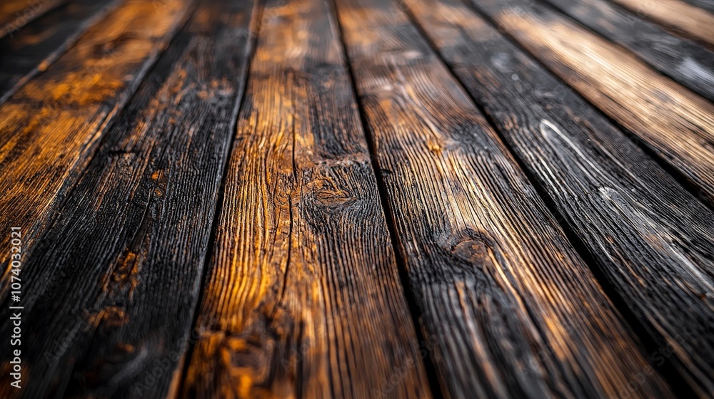 Close-up view of weathered wooden planks with varying shades and textures. Close-up view of weathered wooden planks with varying shades and textures.