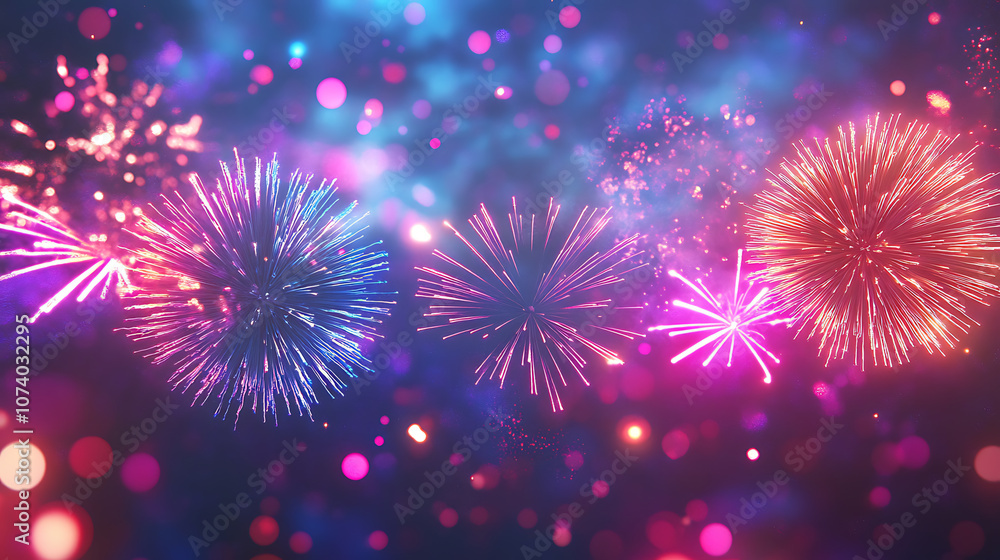 Explosive cosmic celebration with dazzling fireworks and vibrant neon colors 3d abstract Explosive cosmic celebration with dazzling fireworks and vibrant neon colors 3d abstract