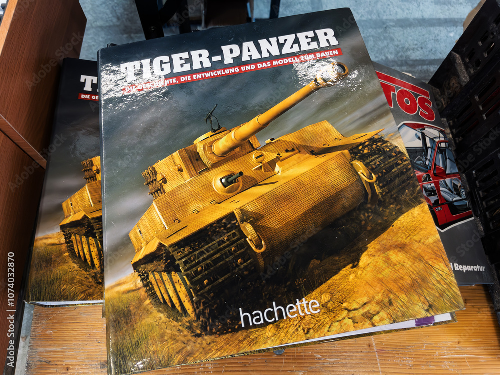 Obraz premium Tiger Tank Model Book at Flea Market
