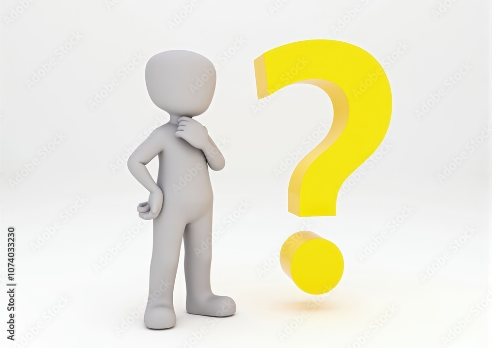 gray man 3d model thoughtful next to him question mark gray man 3d model thoughtful next to him question mark