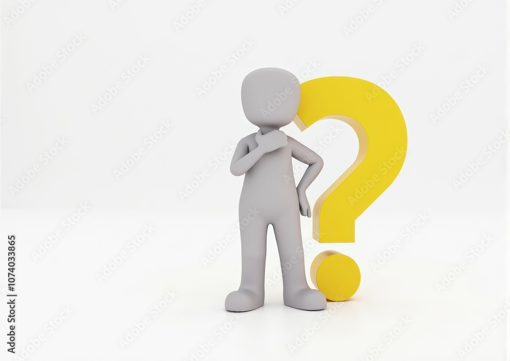 gray man 3d model thoughtful next to him question mark gray man 3d model thoughtful next to him question mark