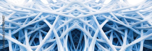 The design features intricate blue and white network lines forming a mesmerizing 3D pattern, suggesting depth and connection in a digital realm. Generative AI photo