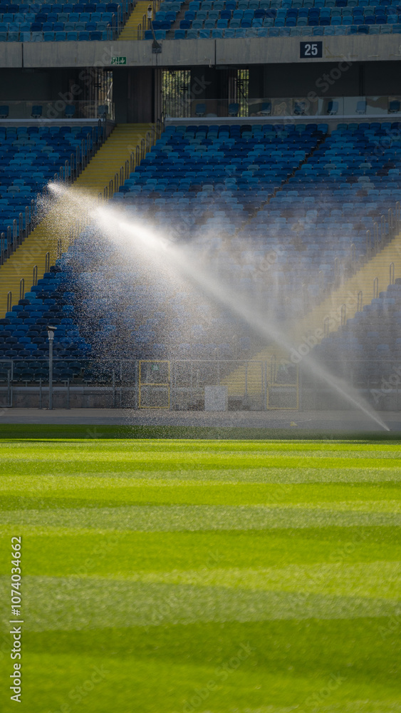 sprinkler | watering the grass on the football pitch - special grass for playing football