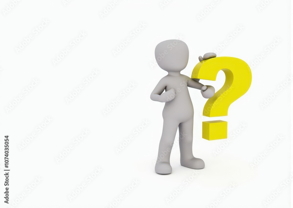 gray man 3d model thoughtful next to him question mark gray man 3d model thoughtful next to him question mark