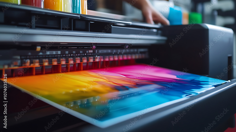 Powerful flow of RGB paint straight from the professional office printer Powerful flow of RGB paint straight from the professional office printer