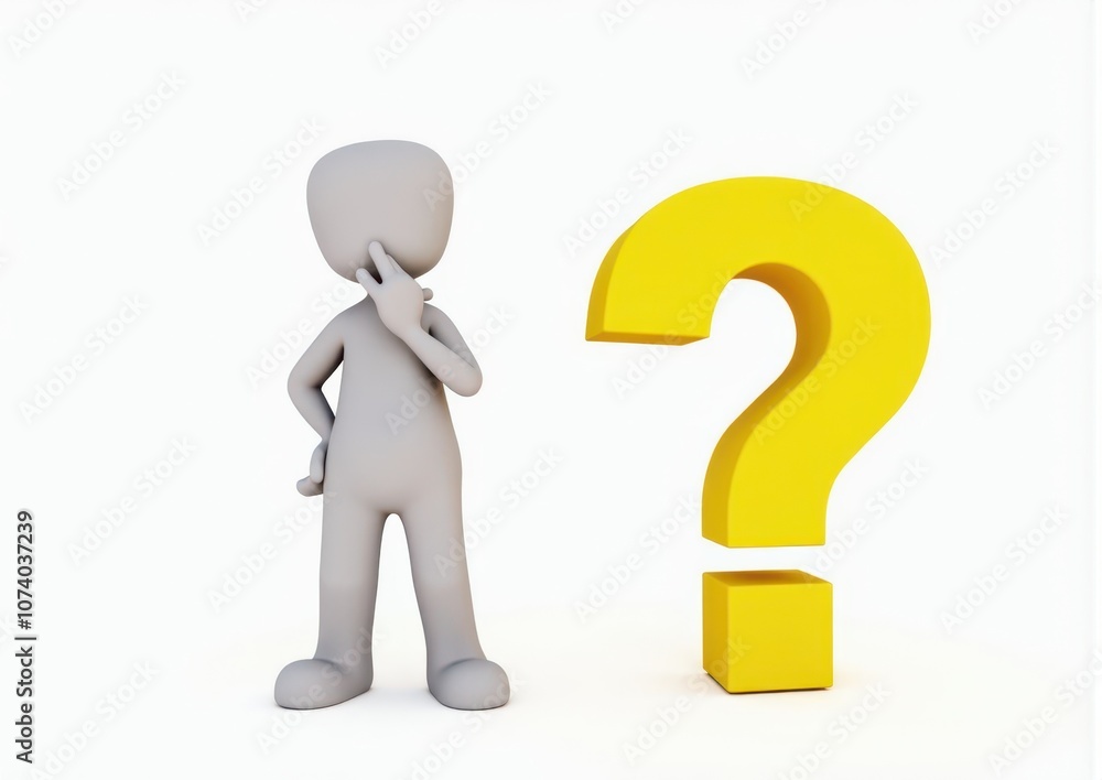 gray man 3d model thoughtful next to him question mark gray man 3d model thoughtful next to him question mark