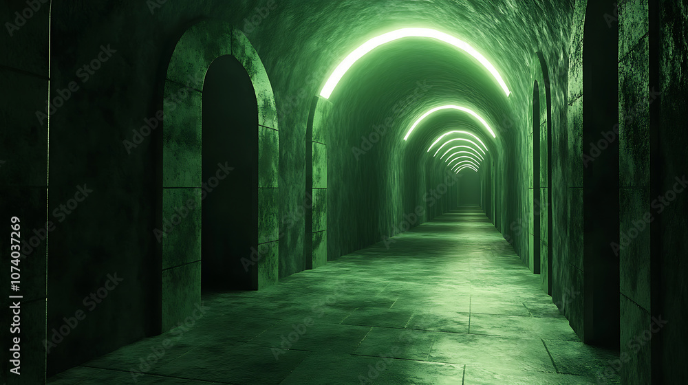 Vertical animation, Dark And Spooky Green Tunnel Vertical animation, Dark And Spooky Green Tunnel