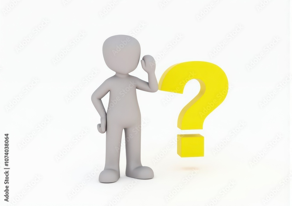 gray man 3d model thoughtful next to him question mark gray man 3d model thoughtful next to him question mark