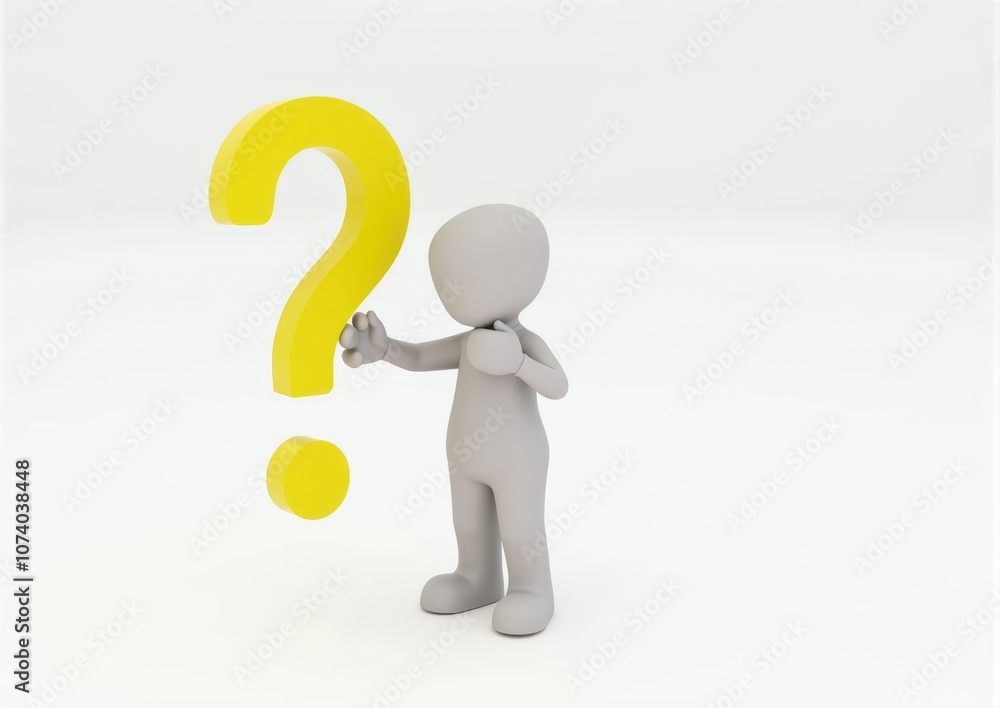 gray man 3d model thoughtful next to him question mark gray man 3d model thoughtful next to him question mark