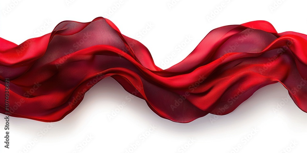 Abstract Flowing Red Fabric on a White Background Abstract Flowing Red Fabric on a White Background