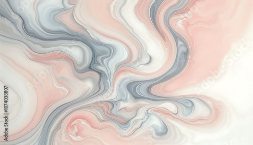 Soft pastel pink and grey marble swirl, creating calming and delicate aesthetic modern background