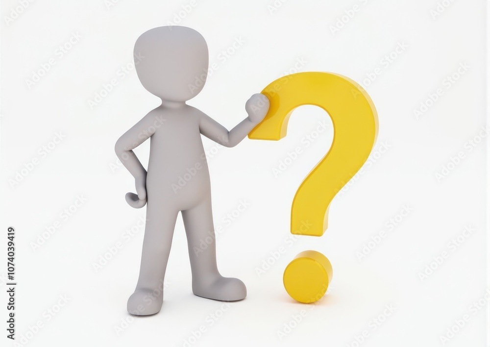 gray man 3d model thoughtful next to him question mark gray man 3d model thoughtful next to him question mark