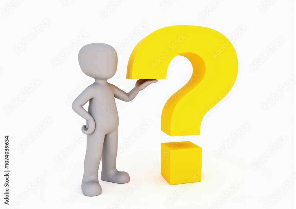 gray man 3d model thoughtful next to him question mark gray man 3d model thoughtful next to him question mark
