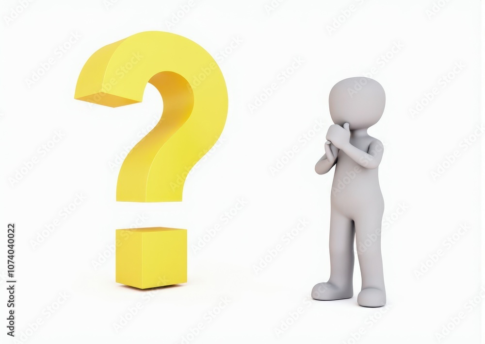 gray man 3d model thoughtful next to him question mark gray man 3d model thoughtful next to him question mark