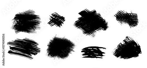 Wallpaper Mural Grunge artistic black ink hand painted textured brush stroke smear stain and blob set. Abstract expressive vector dark isolated mascara smear shapes for texture frame design, background, texture Torontodigital.ca