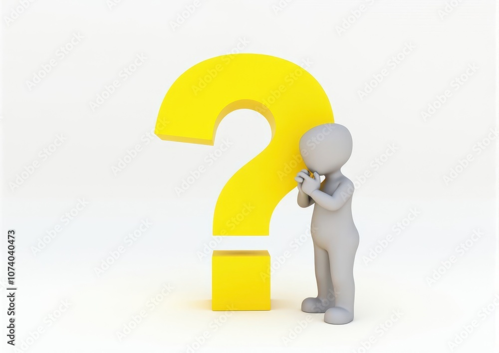 gray man 3d model thoughtful next to him question mark gray man 3d model thoughtful next to him question mark