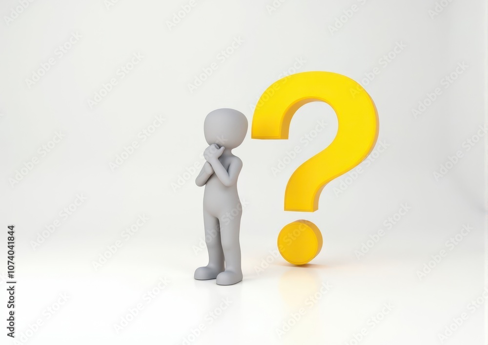 gray man 3d model thoughtful next to him question mark gray man 3d model thoughtful next to him question mark